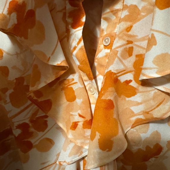 Talbots Sleeveless Blouse Orange Floral 6 - Picture 2 of 3